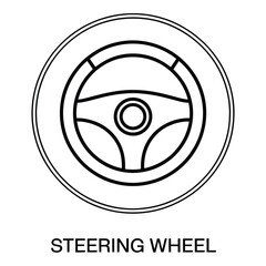 Steering wheel outline for car design and vehicle control with automotive interface and driving system silhouette