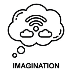 Imagination cloud with wifi signal and clouds inside representing creative thinking and innovation idea silhouette