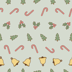 Pastel Christmas seamless tree ornament pattern