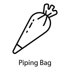 Piping bag icon for cake decorating and pastry design needs in a simple outline style silhouette