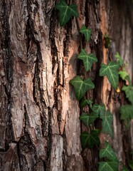 Close-up tree bark with ivy