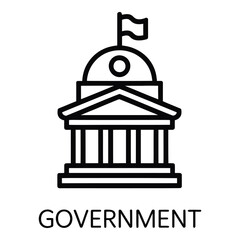 Government building icon representing state power and authority administration and governance matters silhouette
