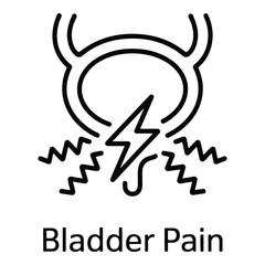 Bladder pain icon representing urinary discomfort and health issues with a lightning bolt symbolising pain silhouette