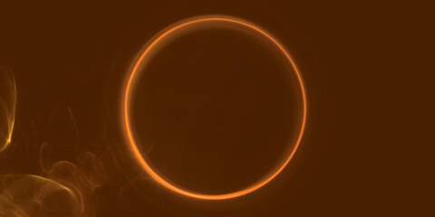 Großer orange leuchtender Kreis mit transparenten Blasen im Hintergrund – digitales Symbol für IT, Daten, Wissenschaft, Forschung und vernetzte Kommunikation der Zukunft, rund
