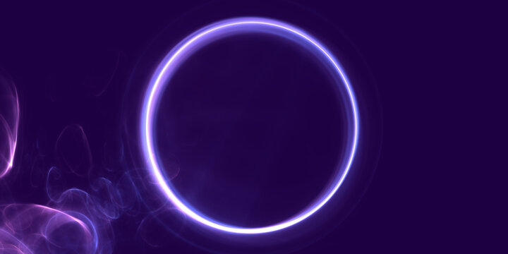 Großer violett leuchtender Kreis mit transparenten Blasen im Hintergrund – digitales Symbol für IT, Daten, Wissenschaft, Forschung und vernetzte Kommunikation der Zukunft, rund
