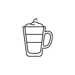 Obraz premium Minimalist latte coffee in cup, simple line art illustration isolated on white background