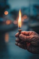 Photo of a hand shielding a candle flame from the wind