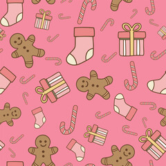 Pastel Christmas seamless tree ornament pattern