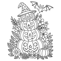 Whimsical halloween coloring book page for children featuring spooky and fun illustrations for creative artistic expression and holiday entertainment