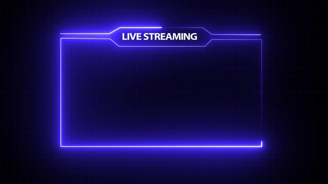 live streaming neon text box frame HD loop animation.
live Stream typography with rectangle loop border overlay animation.  