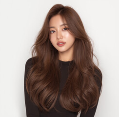 Beautiful korean female model with long hair