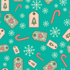 Pastel Christmas seamless tree ornament pattern