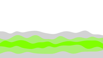 Abstract layered landscape with vibrant green and soft grey waves under a bright sky. Ideal for nature, environmental, or growth concepts and backgrounds.