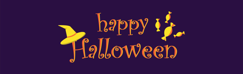 Halloween colorful bright web banner congratulation - Vector illustration