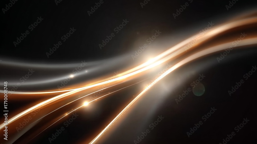 Canvas Prints futuristic golden glow lines with shimmering trails on a dark backdrop creating modern effects