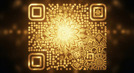 Glowing Golden QR Code Pattern