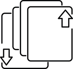 Upload and download files icon.  Data transfer, import, export, storage concept. Line vector illustration isolated on white background.
