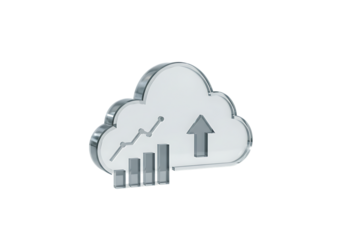 Cloud computing and business graph isolated on transparent background