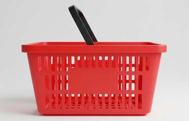 Fototapeta premium Shopping basket on white background. ECO friendly business. Sale offer or marketing poster and banner for media and web. 