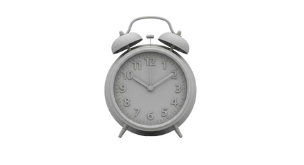 Isolated analog alarm clock, classic twin bell ringer, wake-up reminder to stop sleeping now