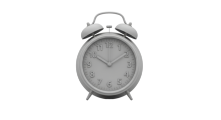 Isolated analog alarm clock, classic twin bell ringer, wake-up reminder to stop sleeping now