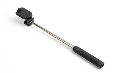 Obraz premium Black and Silver Extendable Selfie Stick Isolated on White