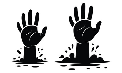 Halloween, Spooky Zombie Hands Silhouette. 