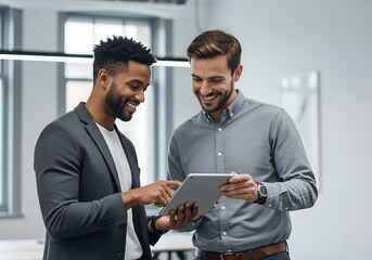 Business Colleagues Collaborating on Tablet.