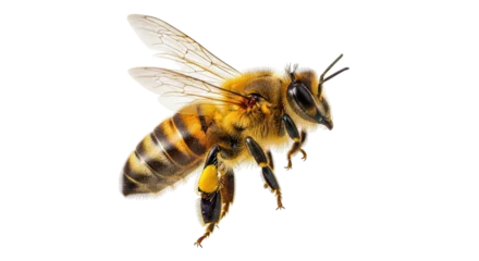 Fototapete Rund Bei Isolated Western honey bee in flight, Apis mellifera insect on airy transparent wings  © Natalia