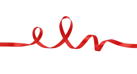 Isolated red ribbon elegantly looping, conveying festive celebration and decorative embellishment