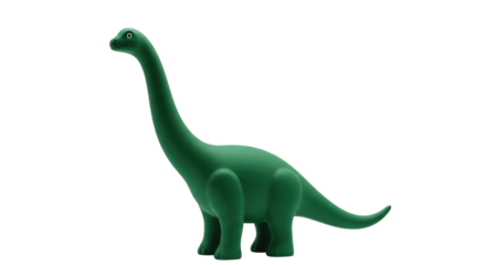 Isolated Dinosaur toy for children, green Brontosaurus with a long neck, childhood, fun, kids