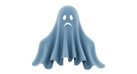 Isolated Sad Ghost for Halloween, Spooky Spirit with a Scared Expression, Eerie Figure