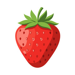 Vibrant juicy red strawberry with green leaves a healthy and delicious fruit illustration on a white background