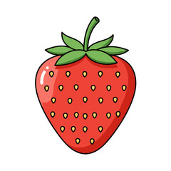 Vibrant red strawberry with green leaves and stem a simple and fresh illustration of a healthy fruit