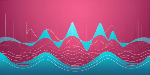 Abstract colorful vector background illustration with seamless blue sea waves pattern and curved texture lines