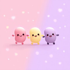Obraz premium Cute cartoon shapes friendship