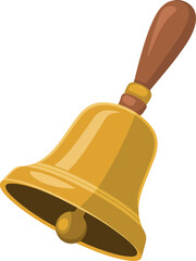 Golden service bell with wooden handle classic alert signal vector