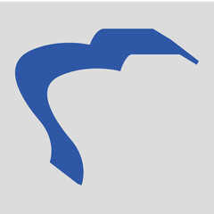 Blue and gray abstract curved shape resembling waves