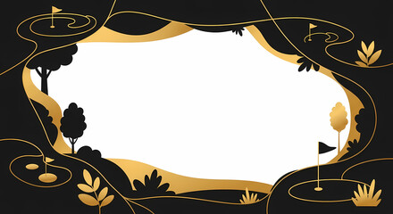 Elegant Golf Course Frame A Golden Border for Your Sporting Memories and Personalized Golf Invitations
