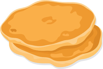 Golden stacked pancakes breakfast food illustration vector
