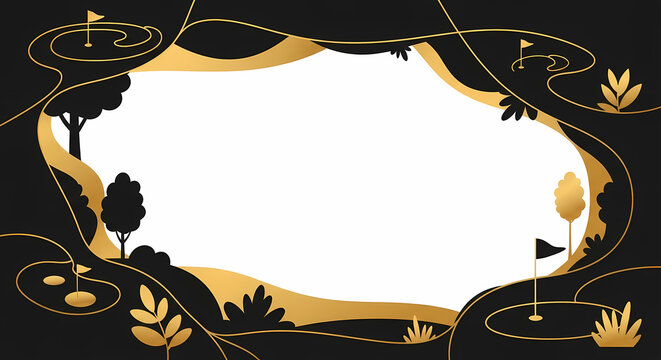Elegant Golf Course Frame A Golden Border for Your Sporting Memories and Personalized Golf Invitations - Powered by Adobe