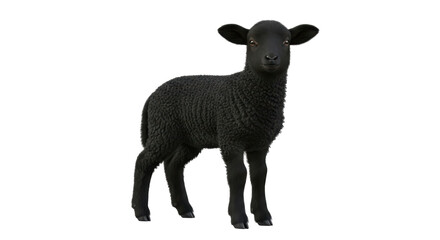 Isolated Black Lamb Standing Posing Cute Lovely Farm Animal Mammal Domestic Woolly Fleece Baby © Natalia