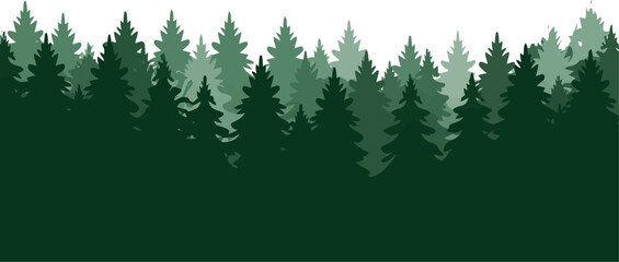 Evergreen forest landscape silhouette serene woodland nature scene vector © Vector World