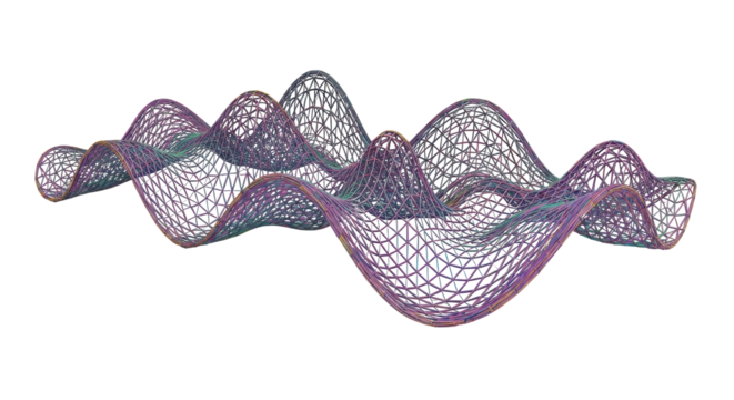 Isolated 3D Render of Abstract Network Waves, Geometric Triangles, Modern Colorful Mesh