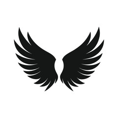 Fototapeta premium Black wings silhouette vector of bird feather symbol for graphic artwork.