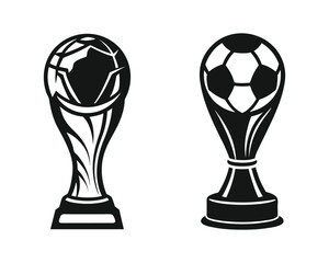 World cup trophy silhouette vector of football award for sport and logo design.