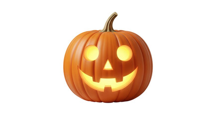 Isolated jack-o'-lantern with illuminated face; Halloween celebration, seasonal decoration, festive event