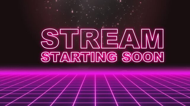  Stream starting soon pink glow text effect with grid 4k.