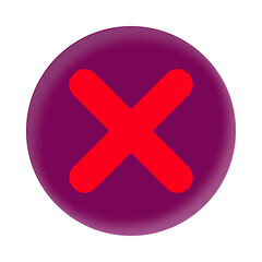 Fototapeta premium Red cross symbol on a dark purple circle against a white background