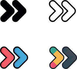 Next fast forward directional arrows icon set play button symbol vector